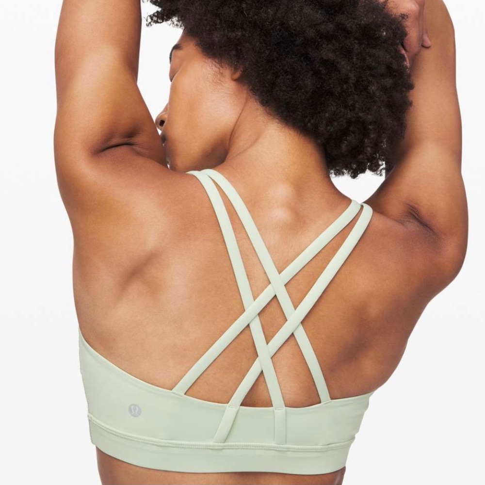 Lululemon White/Mint Energy Bra 10